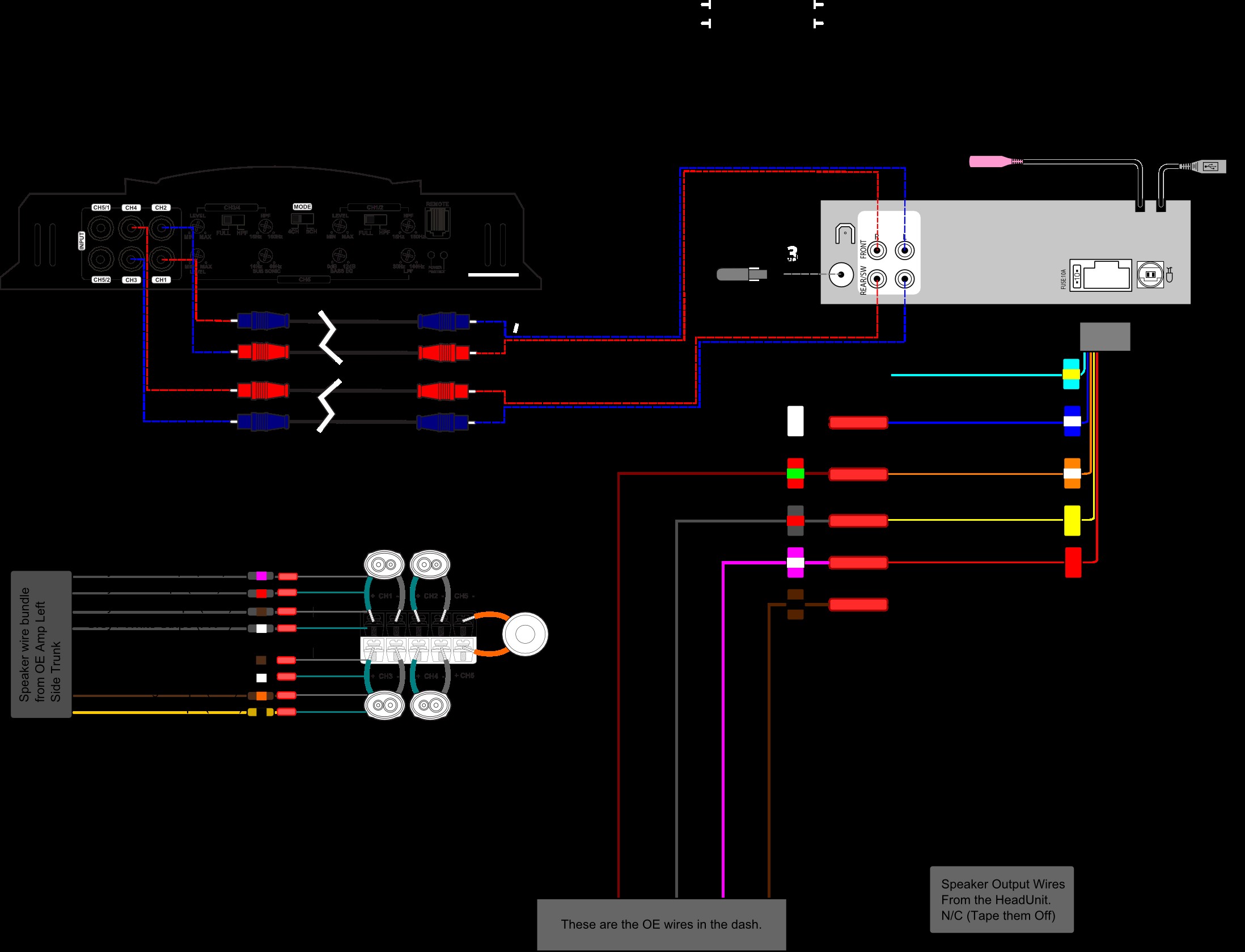 Car Amplifier Connection Diagram Car Audio Wiring Diagrams Jvc Stereo Diagram Color On within Auto