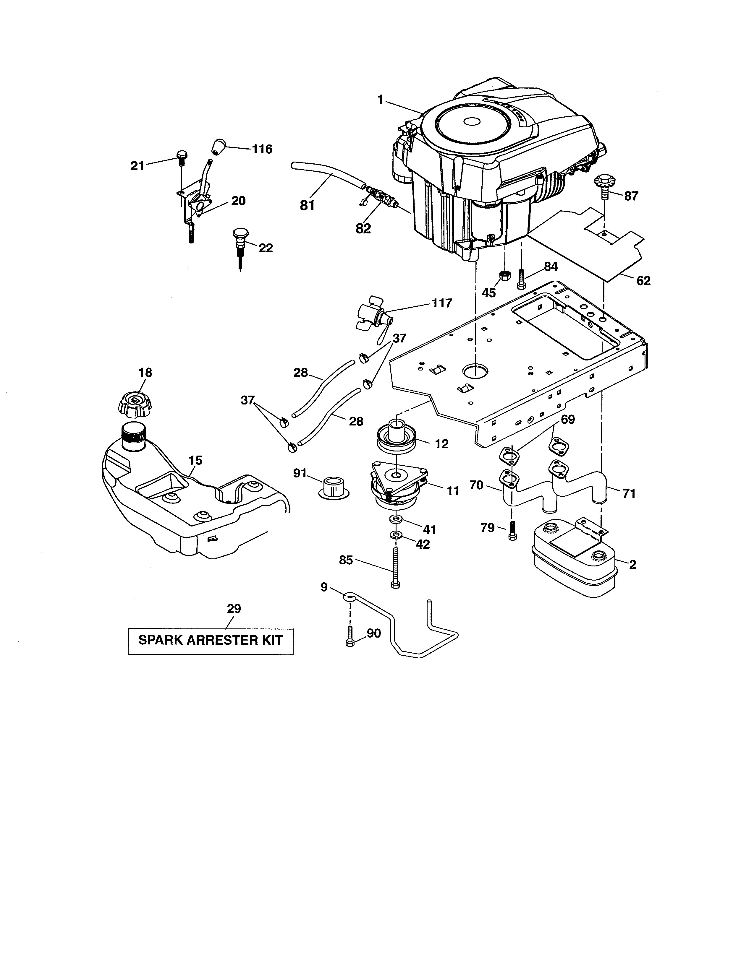 Diagram Of Lawn Mower Engine Craftsman Model Lawn Tractor Genuine Parts Of Diagram Of Lawn Mower Engine