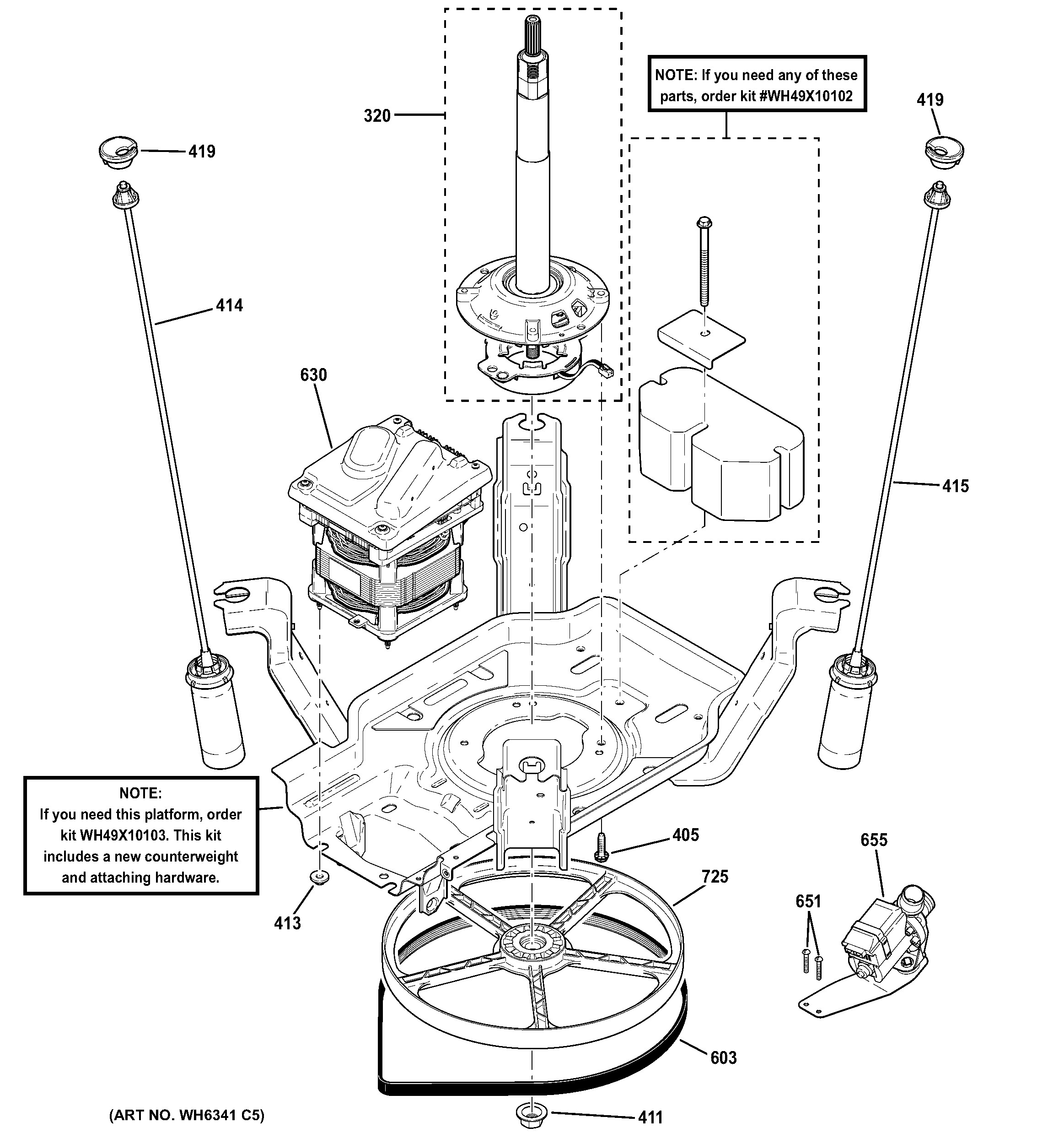 Front Suspension Diagram Ge Model Gtwn4250m1ws Residential Washers Genuine Parts