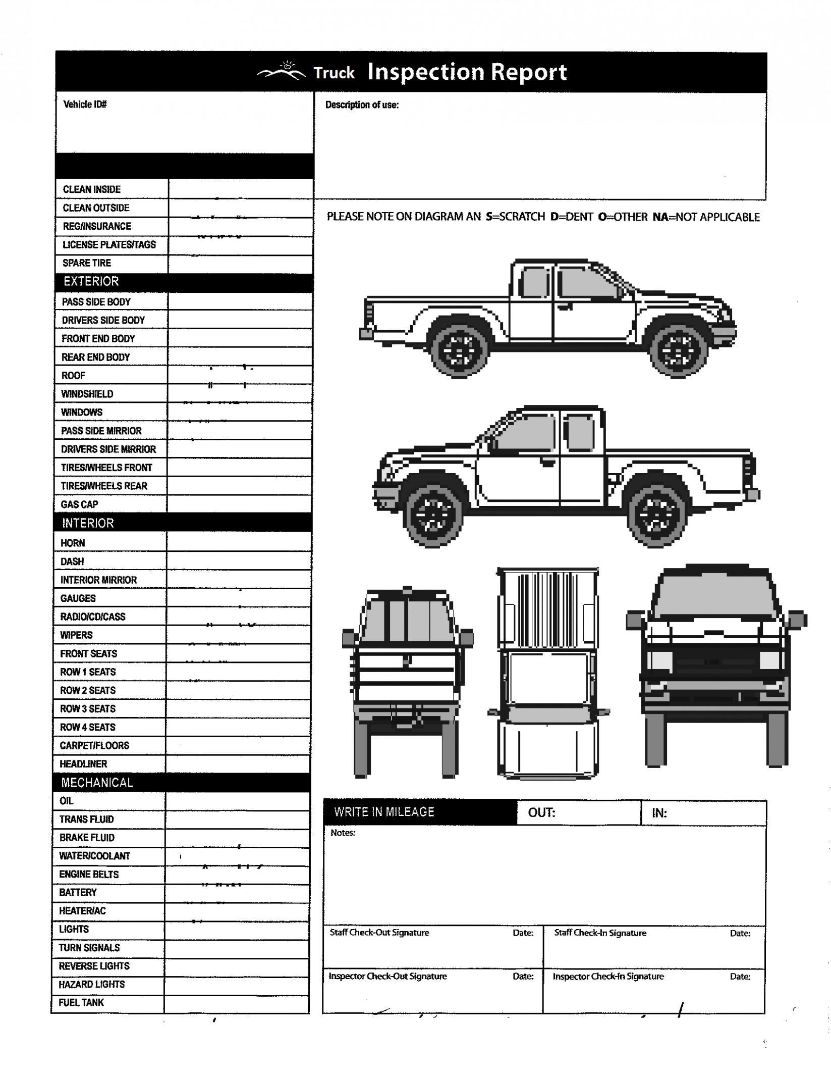 Truck Damage Diagram