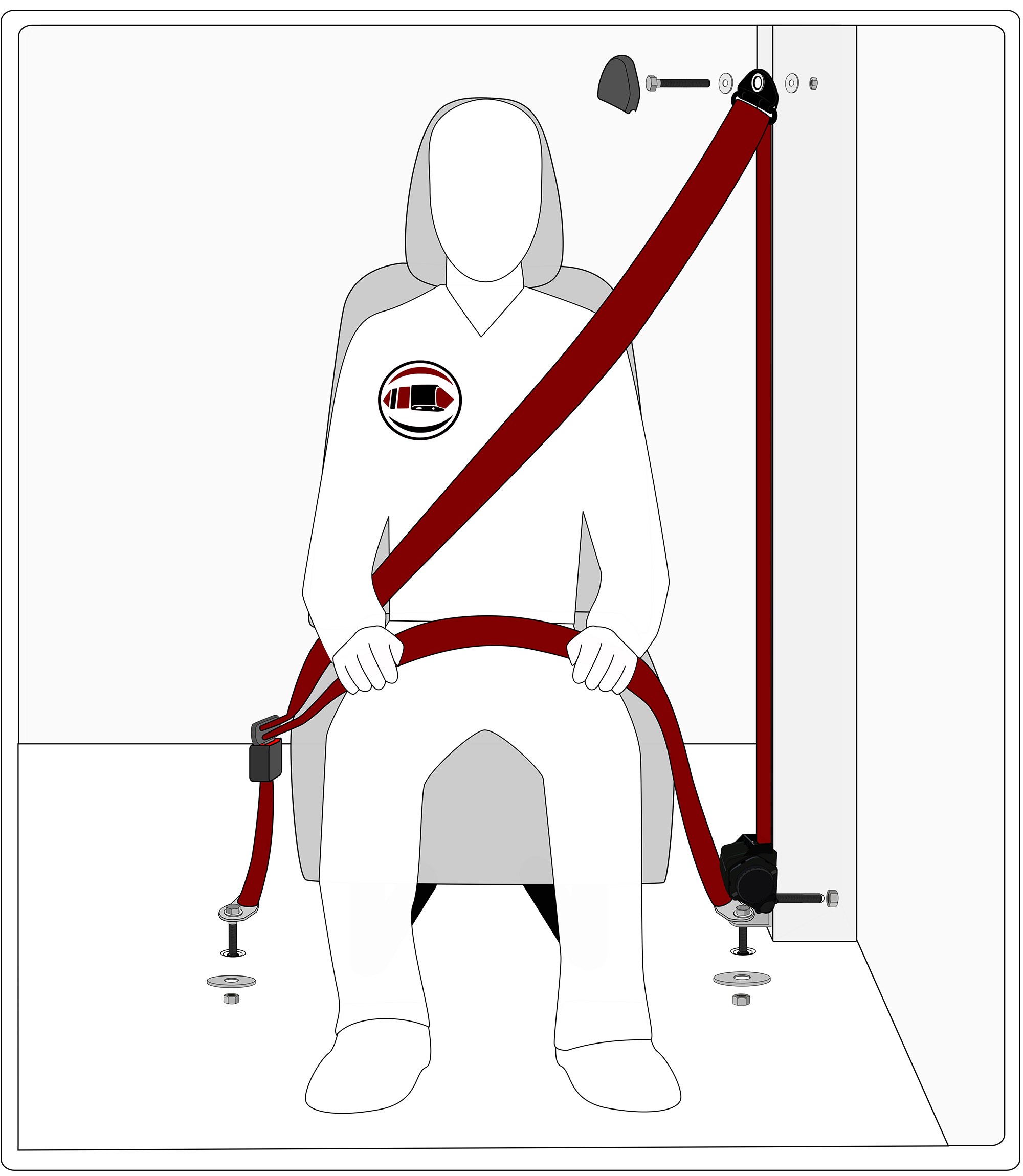 Seat Belt Diagram 3 Point Retractable Lap &amp; Shoulder Seatbelts
