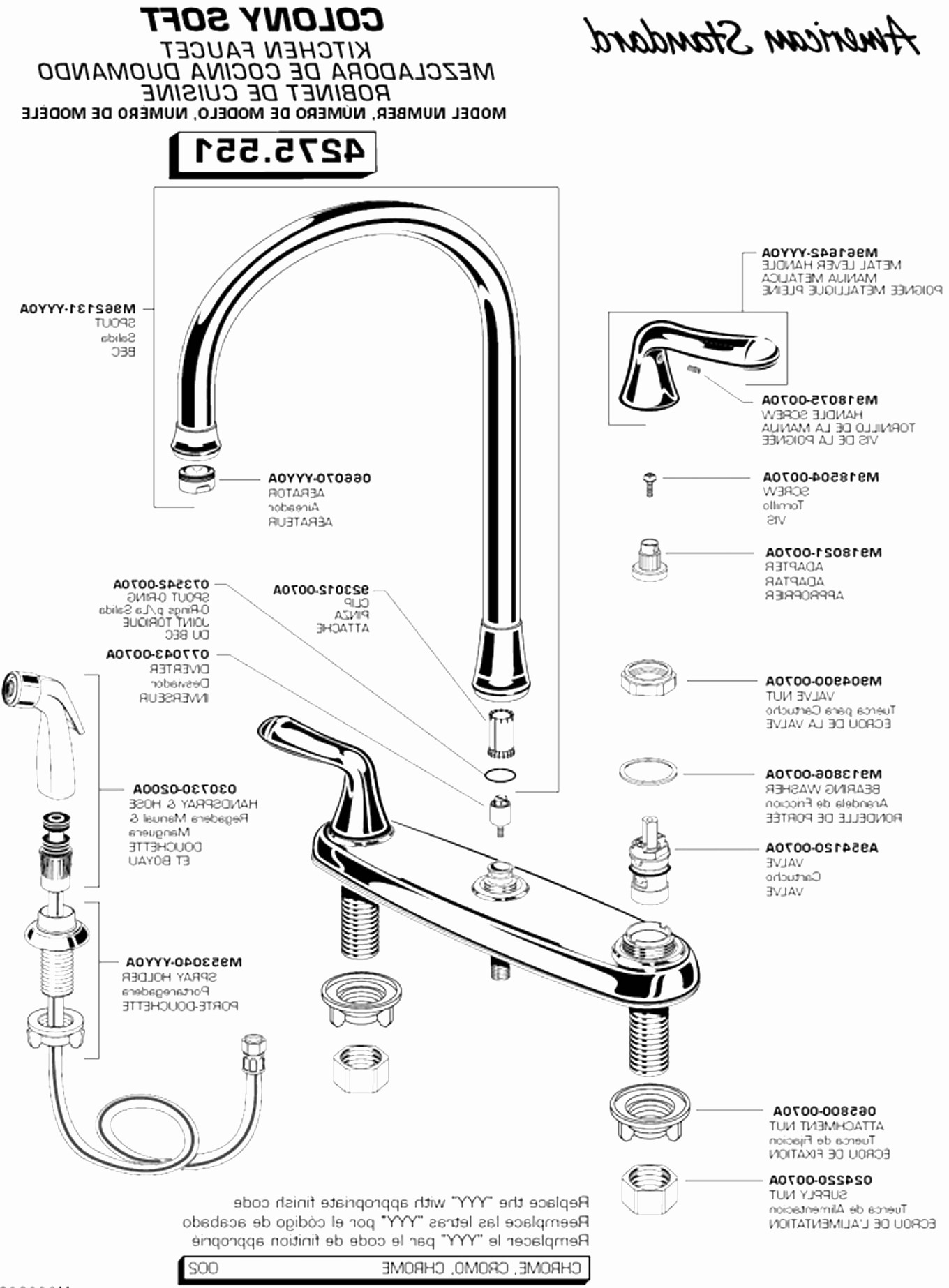 American Standard Faucet Parts Diagram Magnificent American Standard Kitchen Faucet Parts Diagram Of American Standard Faucet Parts Diagram