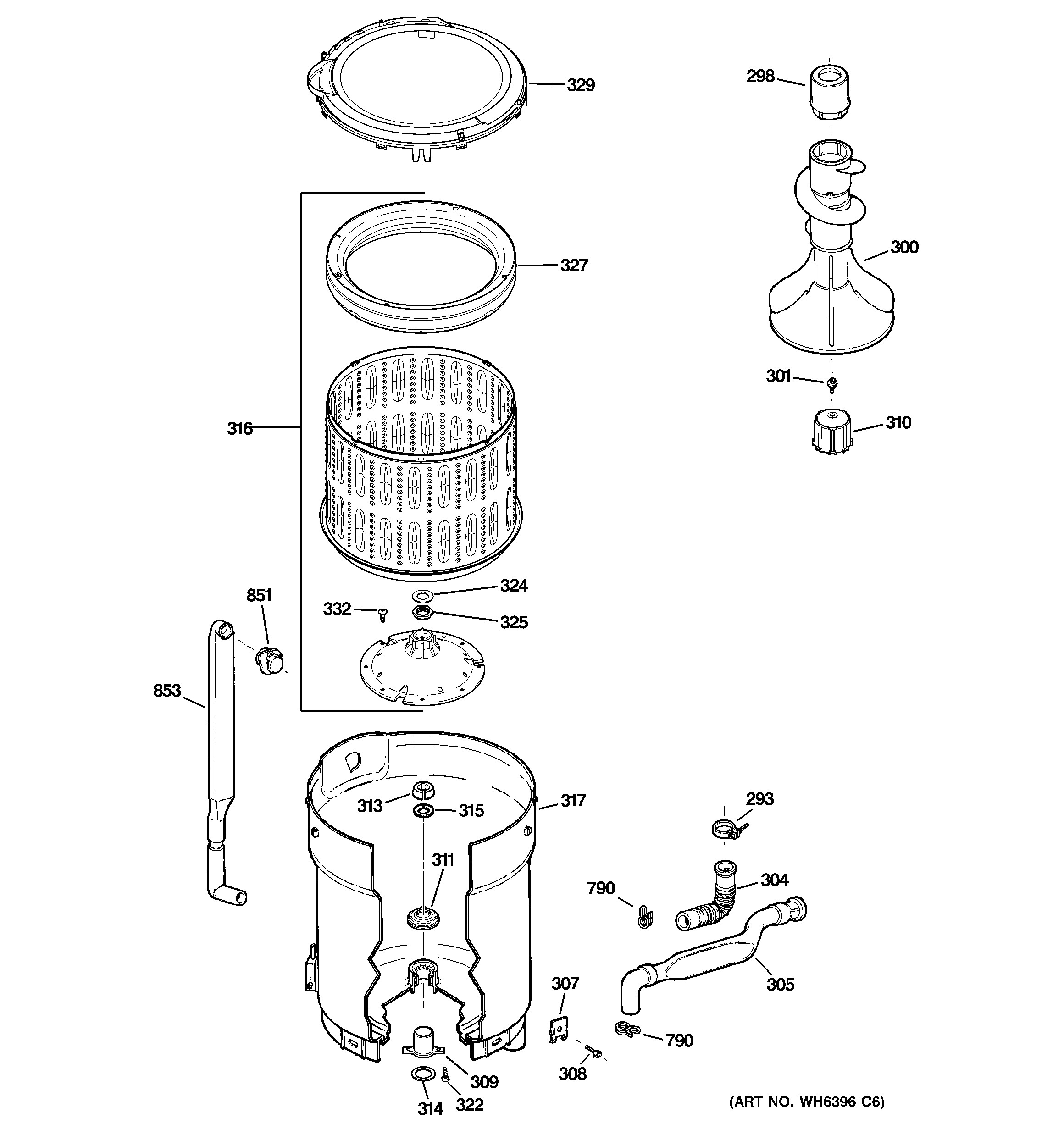 Suspension Components Diagram Ge Model Gtwn4250m1ws Residential Washers Genuine Parts Of Suspension Components Diagram