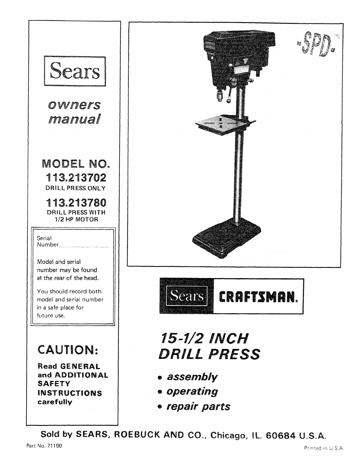 Drill Press Parts Diagram Craftsman User Manual 15 1 Manuals and Guides L Of Drill Press Parts Diagram