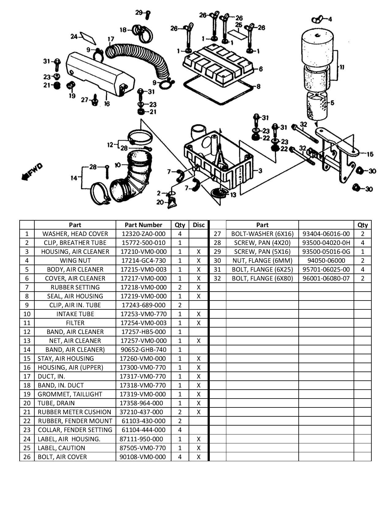 Honda atv Parts Diagram Honda Odyssey Fl350 Air Intake Diagram and Parts List