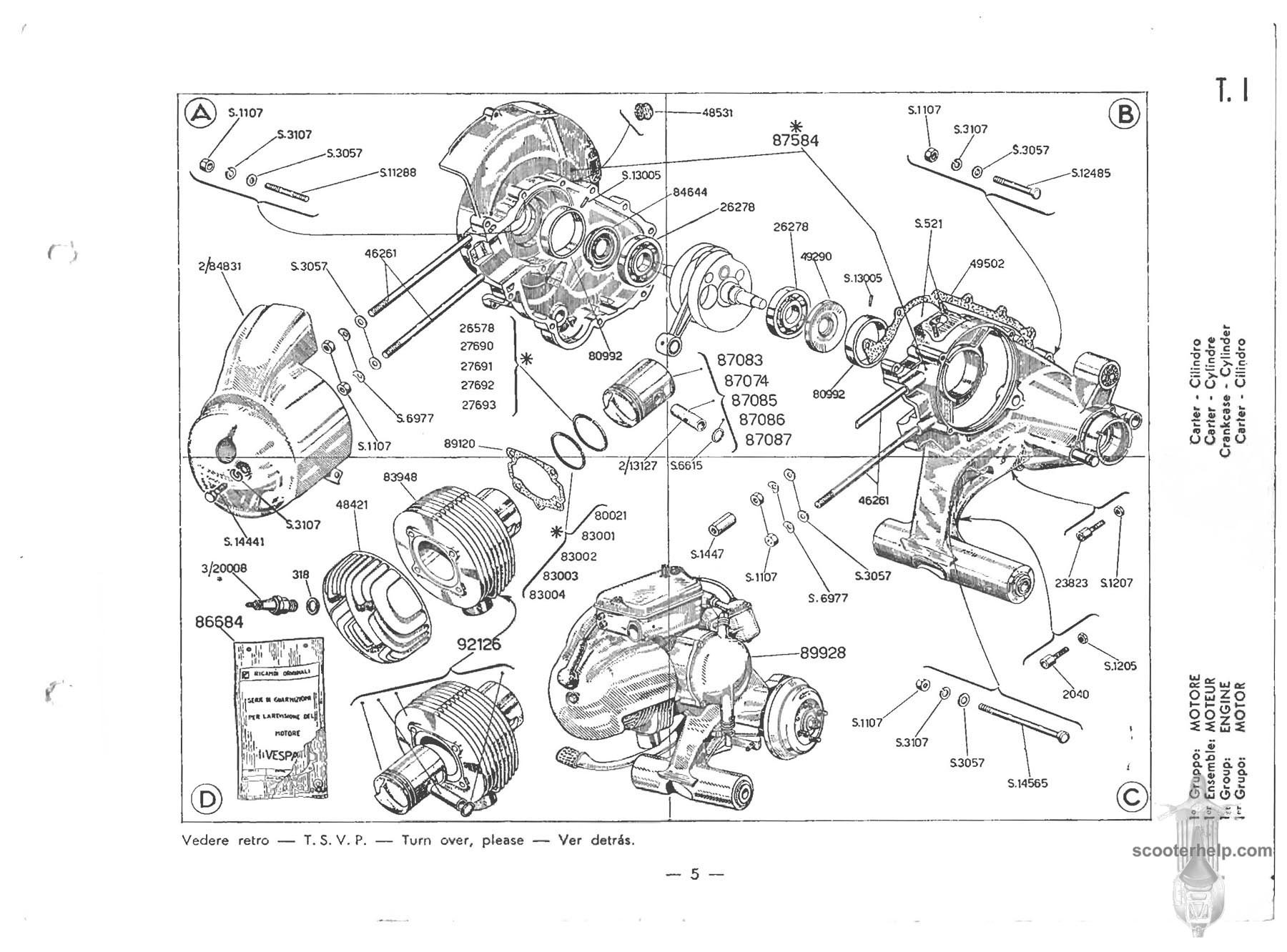 Vespa Engine Diagram Vespa 150 Vbb1t Parts Manual