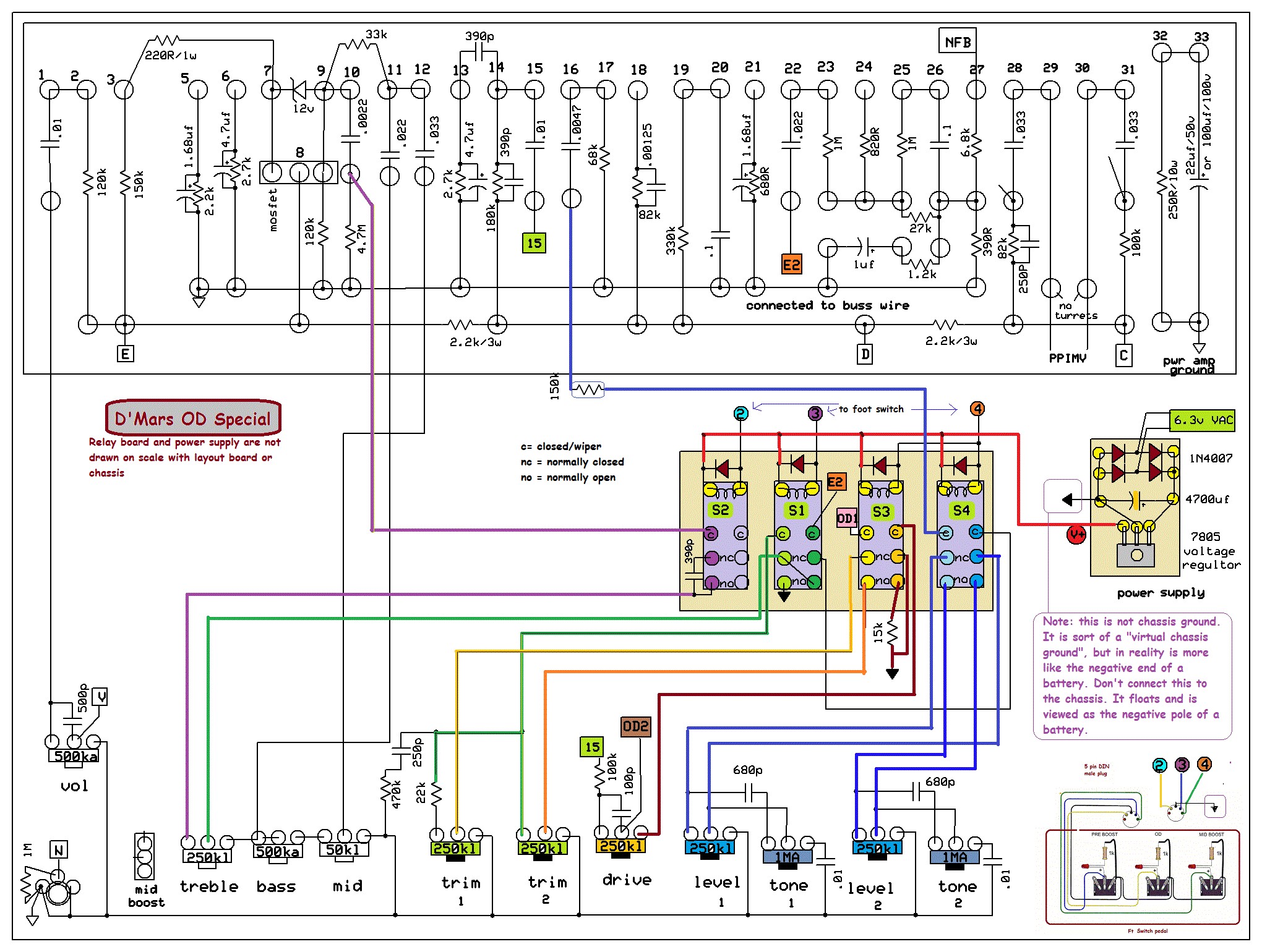 Fender S-1 Switching System Wiring Diagram Relay Circuit &amp; Layout Board &amp; Ft Switch