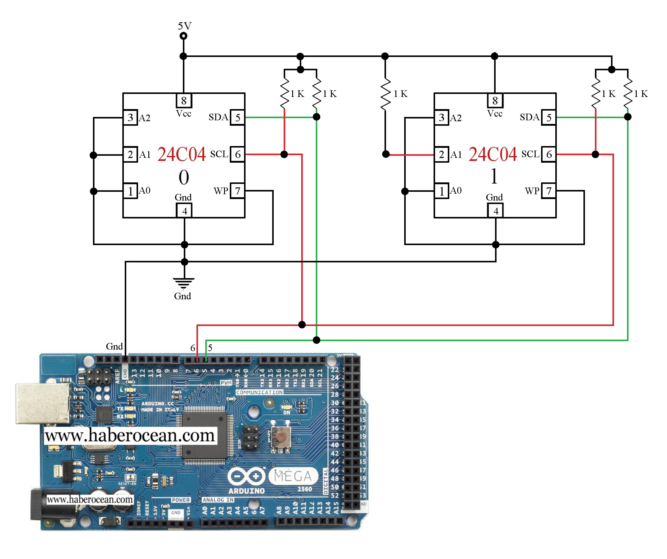 Wiring Diagram for Arduino Maker Circuit to Read and Write Data to Two 24c04 Ics Of Wiring Diagram for Arduino Maker