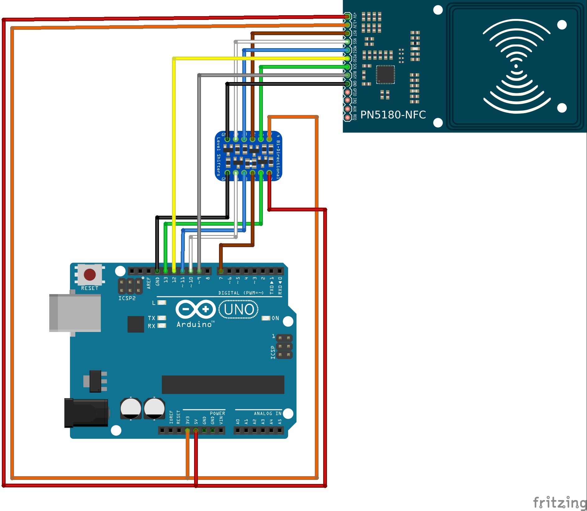 Wiring Schematic with Arduino Wiring Piling and Leds · issue 3 · atrappmann Pn5180