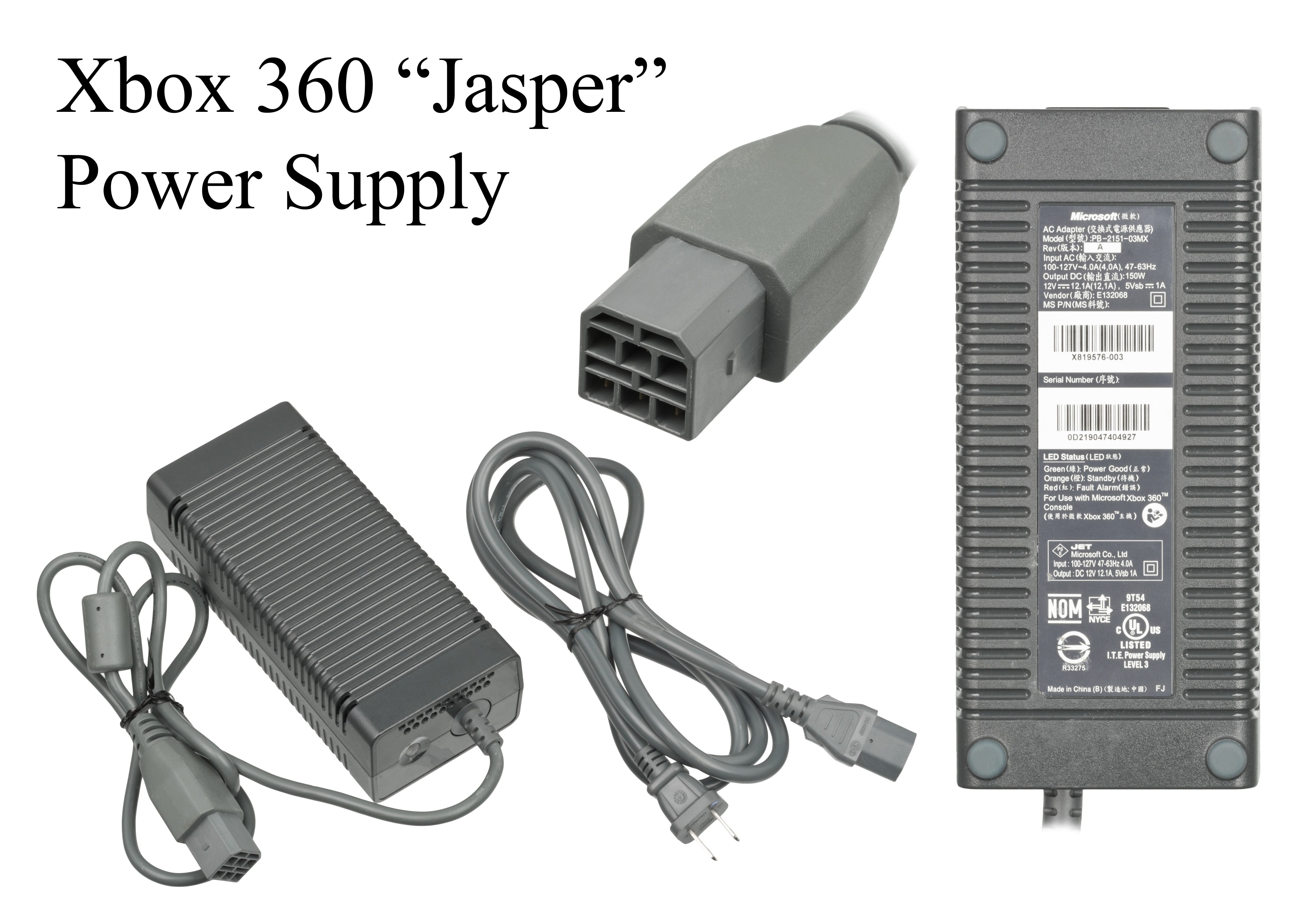 Xbox 360 Power Supply Grey Wire File Microsoft Xbox 360 Power Supply Jasper Wikimedia