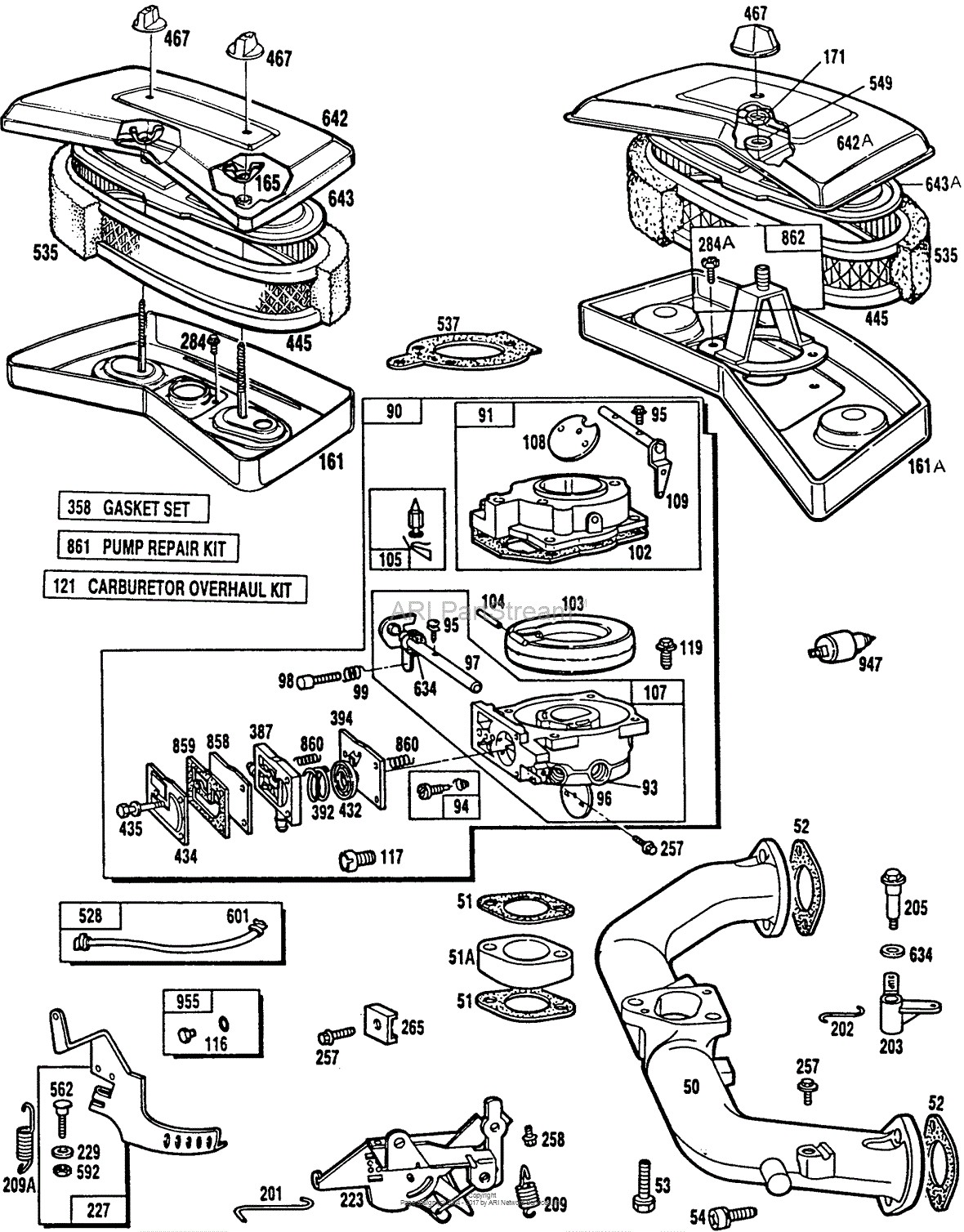 Briggs and Stratton Parts Diagrams Briggs and Stratton 0126 01 Parts Diagram for Carburetor assemblies A C Of Briggs and Stratton Parts Diagrams