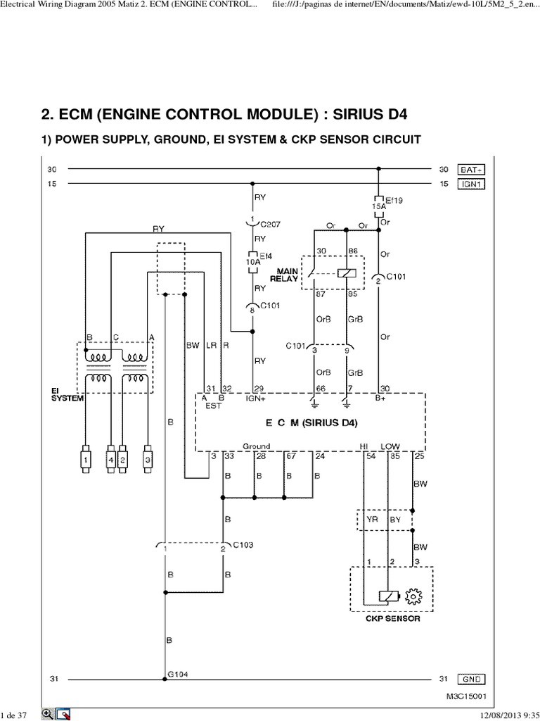 Daewoo Matiz Engine Schematic Daewoo Service Manual Engine Control Matiz Of Daewoo Matiz Engine Schematic