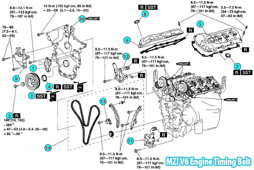 Mazda V6 Engine Diagram 2008 Mazda Cx 9 Timing Belt Parts Diagram Mzi V6 Engine Of Mazda V6 Engine Diagram