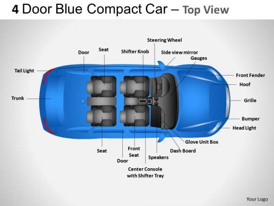 A Diagram Of A Car Inside Arrows 4 Door Blue Car top View Powerpoint Slides and Ppt Diagram … Of A Diagram Of A Car Inside