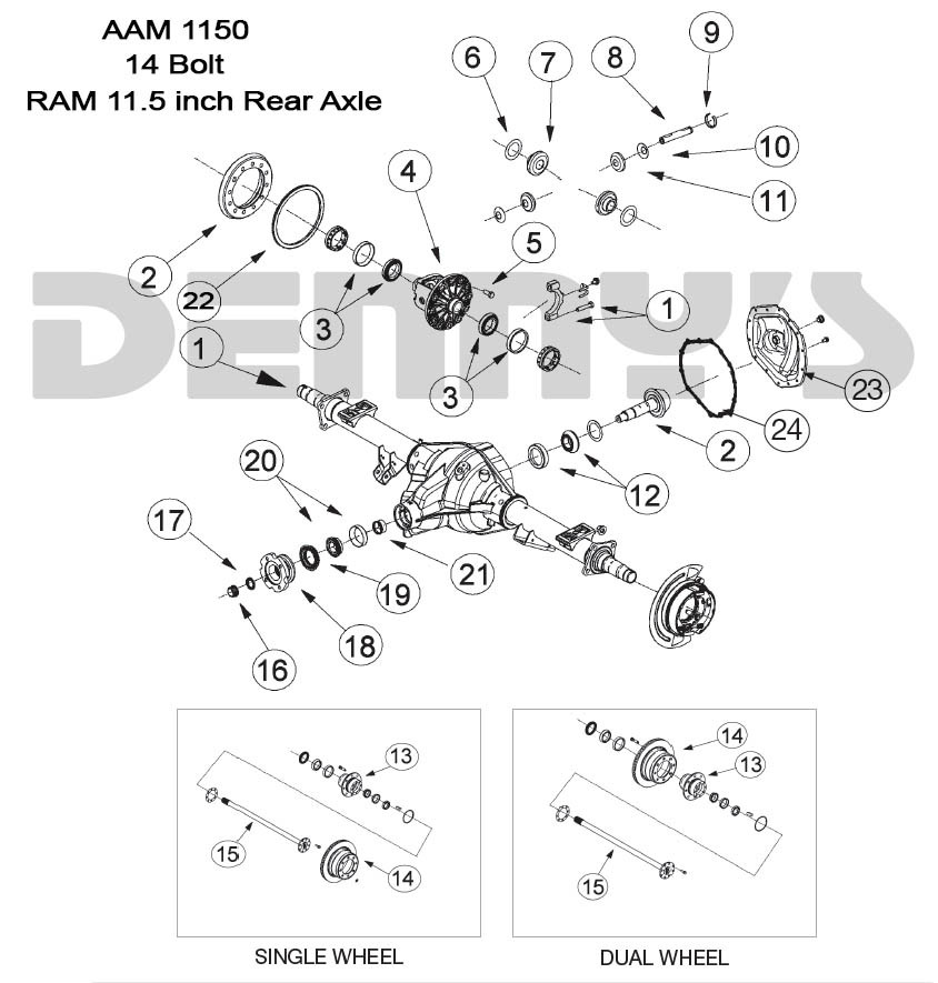 03 Dodge Dually Rear Lights Diagram Aam 11.5 Inch 14 Bolt Rear End Axle Parts for American Axle Rear ...