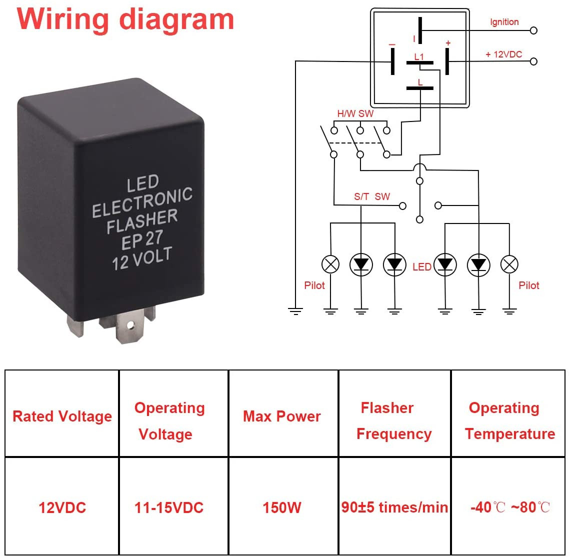 12 Volt Flasher Unit Wiring Diagram Buy Smseace Ep27 5p 12v Electronic Led Flasher Relays Used for ...