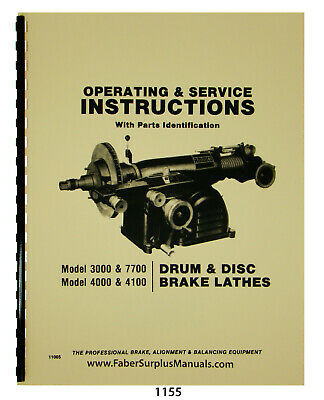 Ammco 4000 Brake Lathe Sceamatic Ammco Brake Lathe 3000, 7700, 4000, 4100 Operating, Service, Parts Manual #1155 Ebay