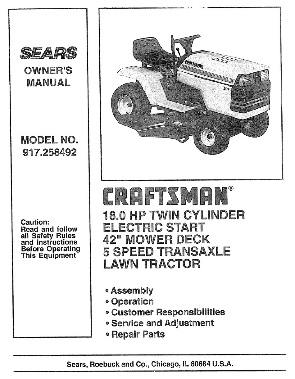 Craftsman Mower Deck Diagram Pics Craftsman 917.258492 Owner’s Manual Pdf Download Manualslib Of Craftsman Mower Deck Diagram Pics