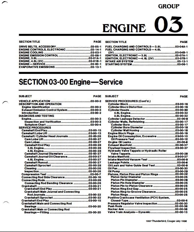 Ford 4.6 Engine Wire Diagram ford 4.6l sohc (2v) & 3.8l Ohv Engine Service Manual â Pdf Download Of Ford 4.6 Engine Wire Diagram