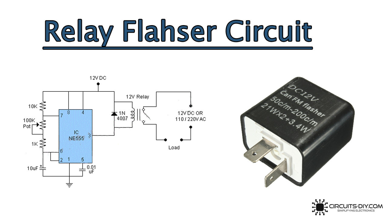 Wiring Diagram for 24 Volt Flasher Unit Simple Relay Flasher Circuit with Ne555 Timer Of Wiring Diagram for 24 Volt Flasher Unit